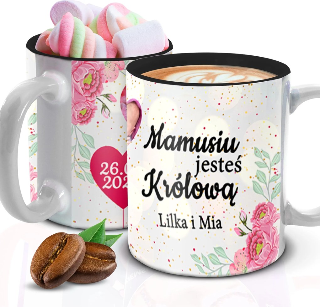 Bögre 300ml Fekete Belső Anya Kreátor Saját Minta Személyre szabott