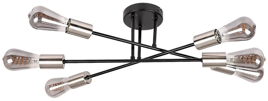 RÁBALUX 71026 BRANWEN Matt Fekete Színű Mennyezeti Lámpa 6XE27 25W IP20