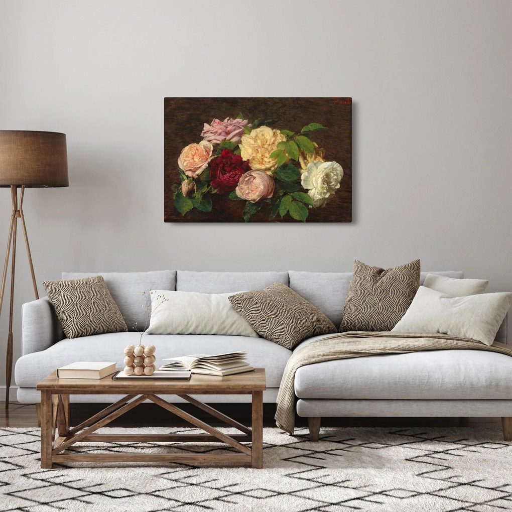 Kép - Henri Fantin-Latour, Roses de Nice on a Table, reprodukciók (90x60 cm)