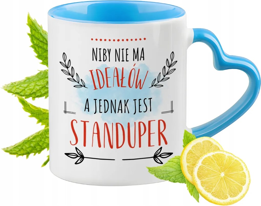 Standuper Kék Bögre Szív Alakú Füllel Ajándék