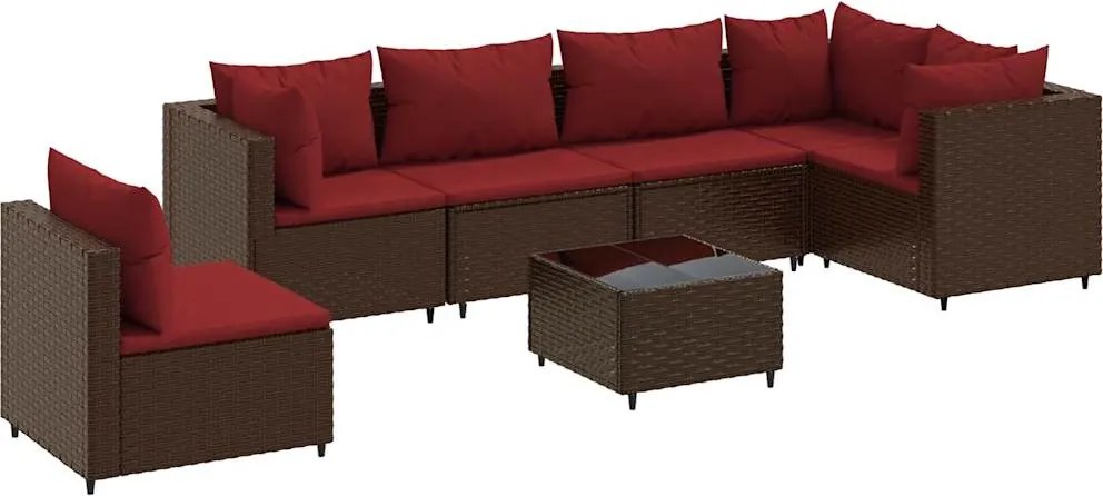 vidaXL 7 részes barna polyrattan kerti ülőgarnitúra párnákkal