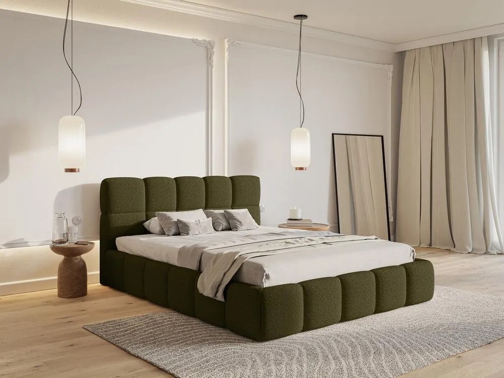 Franciaágy 180 cm Cirsten 180B (ágyráccsal) (oliva). 1099488