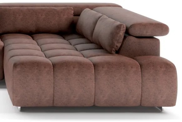 Jobb oldali TROPEA U alakú sarokkanapé fejtámlákkal, barna