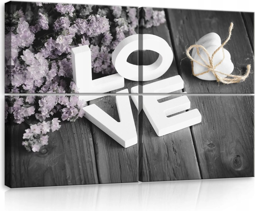 Vászonkép 120x80 Szerelem Love szívek virágok finomság romantika lila ajándék
