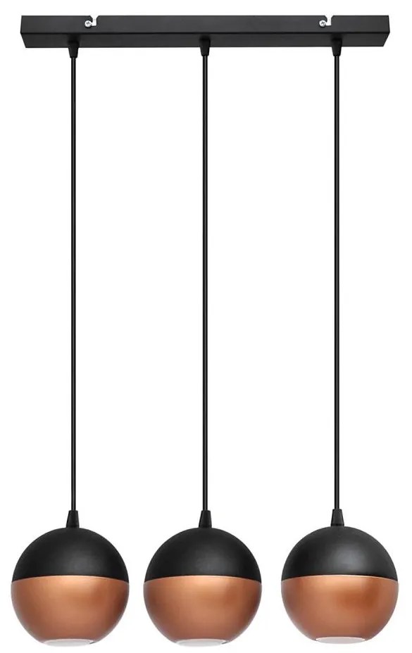 LED Csillár zsinóron MIDWAY 3xGU10/4,8W/230V fekete/réz