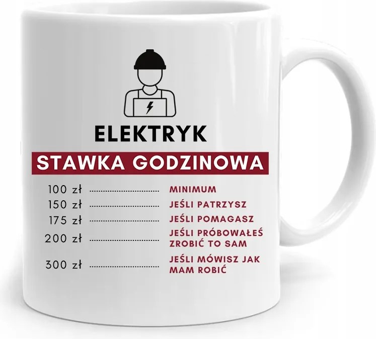 Bögre Ajándék Villanyszerelőnek Óradíj Nyomtatott Fényképpel