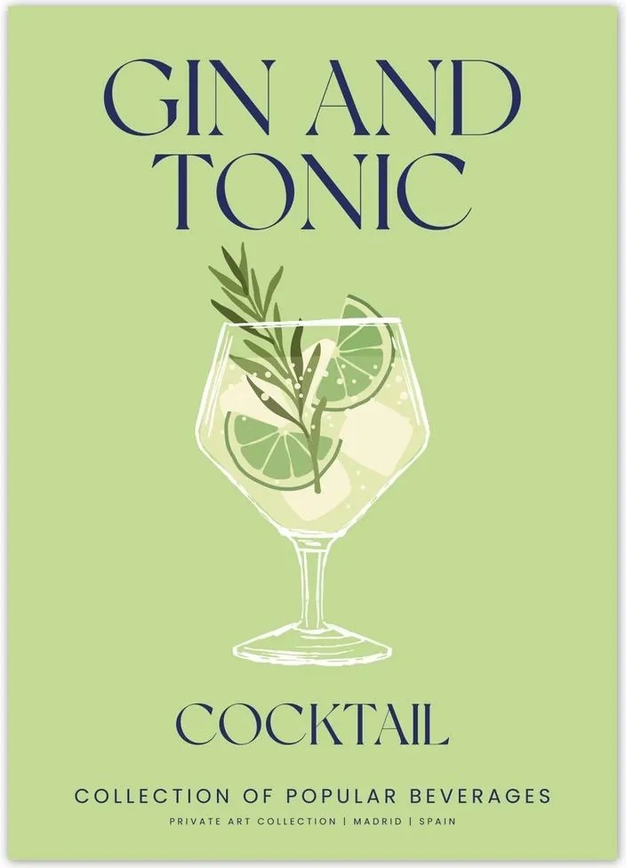 Poszterek 50x70 Ital Gin és Tonik Alkoholos koktél