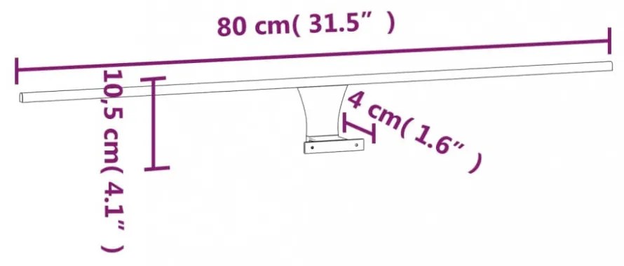 meleg fehér LED-es tükörlámpa 7,5 W 80 cm 3000 K