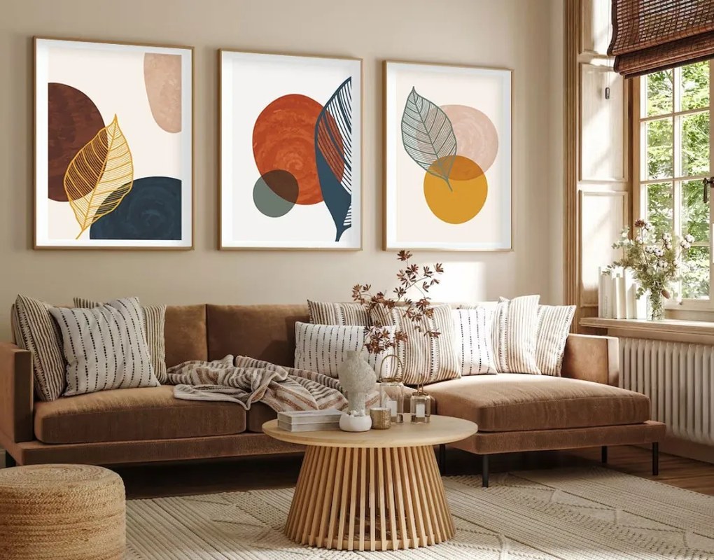 Huhu209 keretezett MDF falikép, 50 x 70 cm, 3 db-os szett