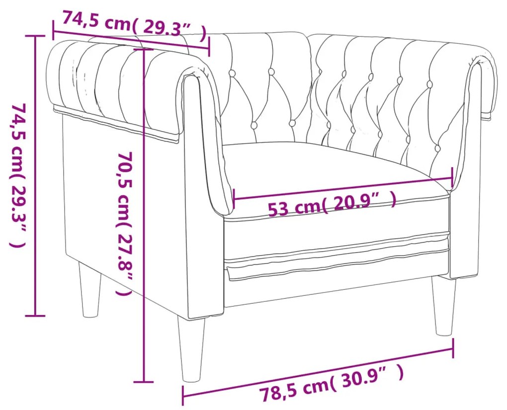 vidaXL vászon Chesterfield kanapé