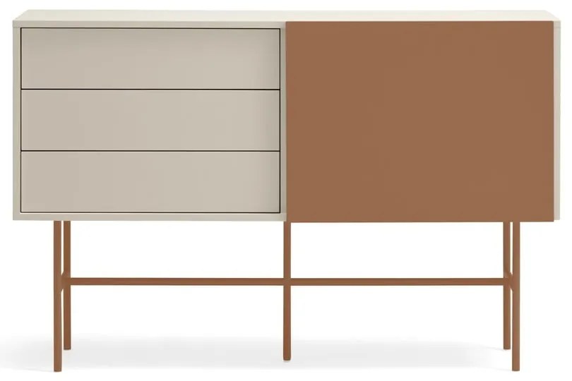 Téglavörös-bézs alacsony komód tolóajtóval 140x91 cm Nube – Teulat