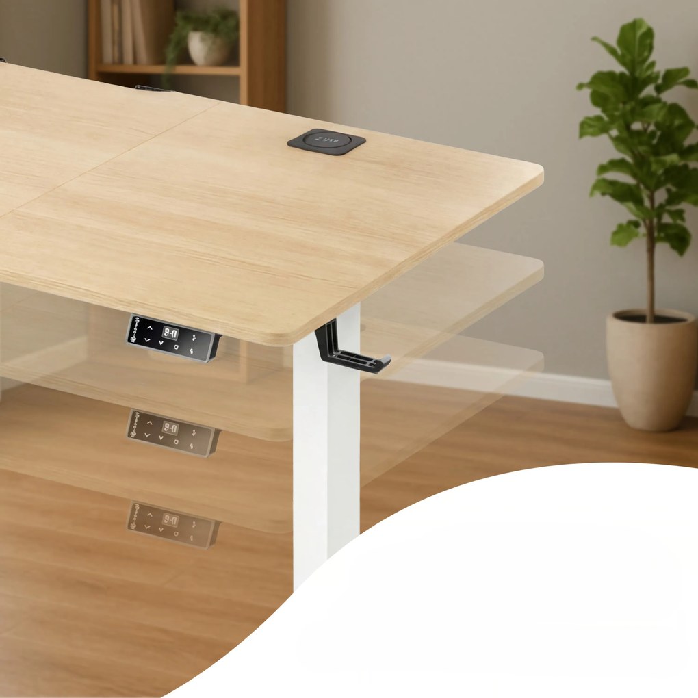 Deuba Magasságban állítható asztal 120x60x117cm - bézs