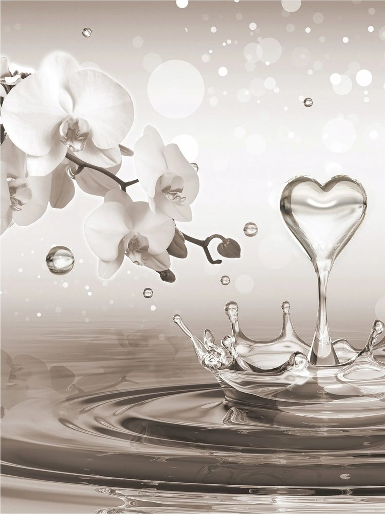 Fotótapéta Orchidea cseppek szív fehér relaxáció elegancia 206x275 +ragasztó