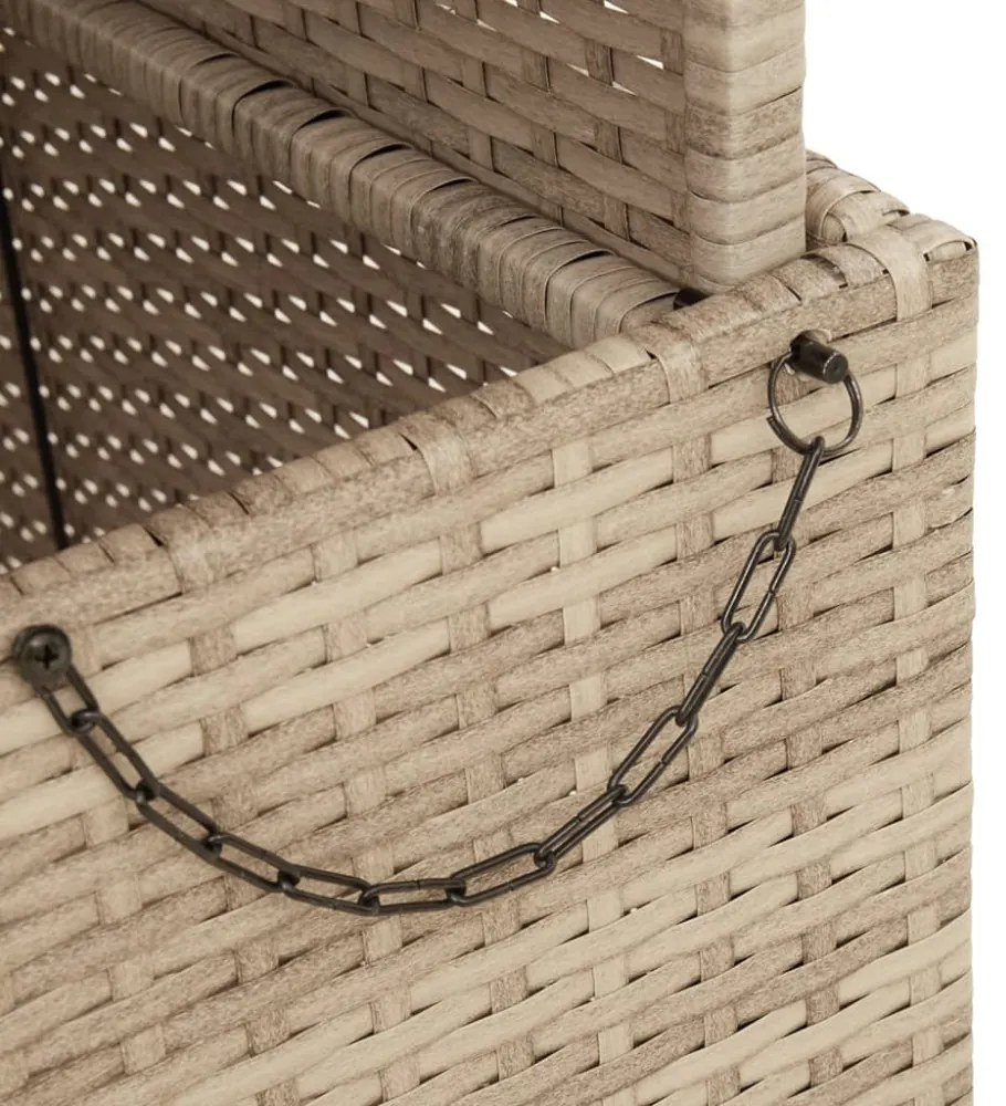 bézs polyrattan és akácfa kerti asztal 80 x 80 x 71 cm