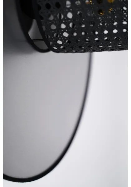 Duolla - Fali lámpa TOKYO RATTAN 1xE27/15W/230V átm. 50 cm ezüst/fekete