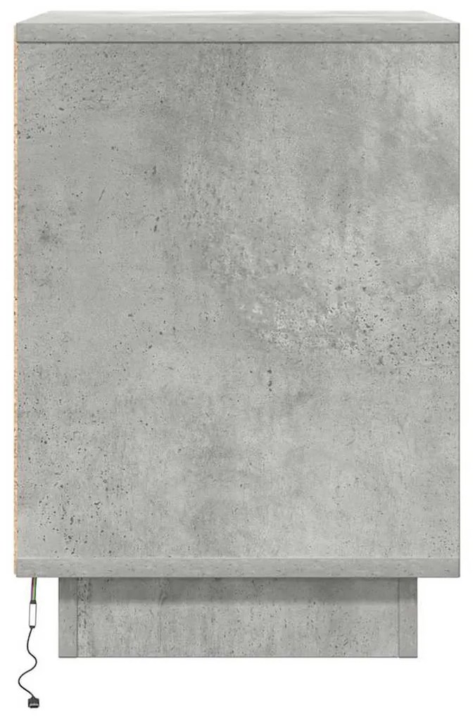 betonszürke éjjeliszekrény LED-világítással 38x34x50 cm