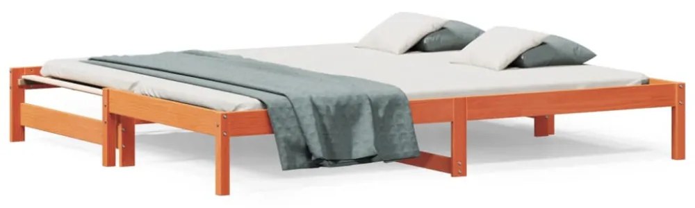 viaszbarna tömör fenyőfa kihúzható kanapéágy 80 x 200 cm