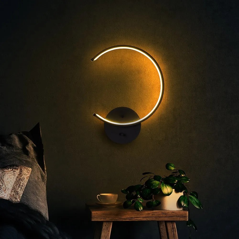 Fekete LED fali lámpa ø 10 cm Moon – Opviq lights