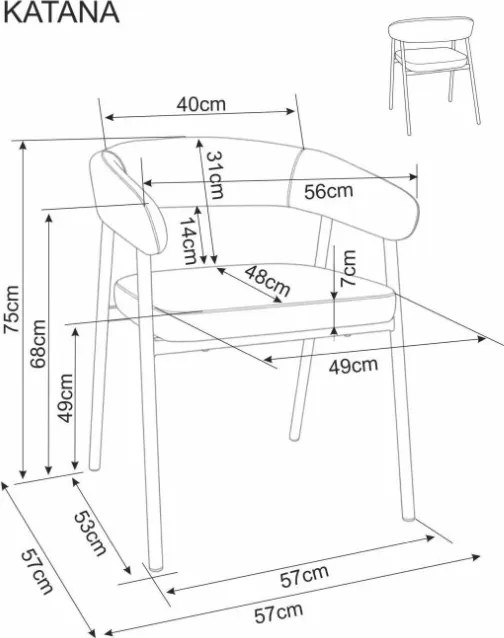 Katana karfás étkezőszék szürke/fekete