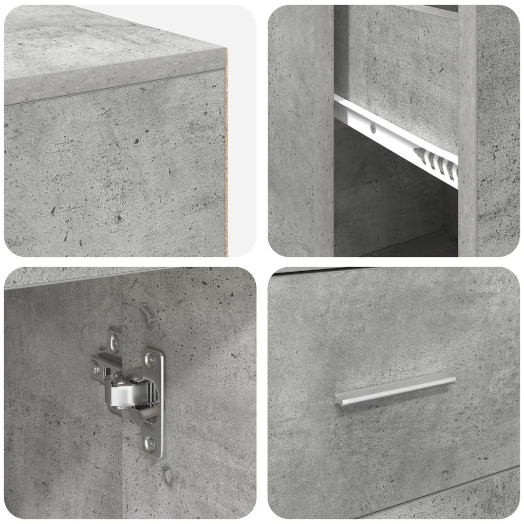 Sarokíróasztal Beton Szürke 102x88x75 cm Mérnöki fa