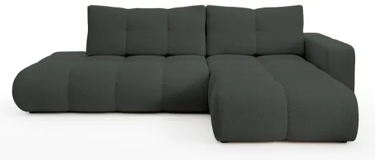 ALMADA kinyitható, kárpitozott L-alakú sarokgarnitúra tárolóhellyel, jobbos kivitel, antracit