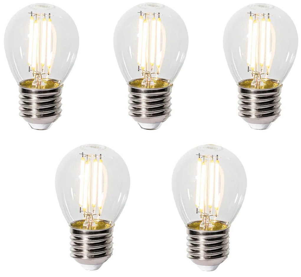 5 db E27 3-staps dimbaar LED lamp P45 helder glas 5W 470 lm 2700K