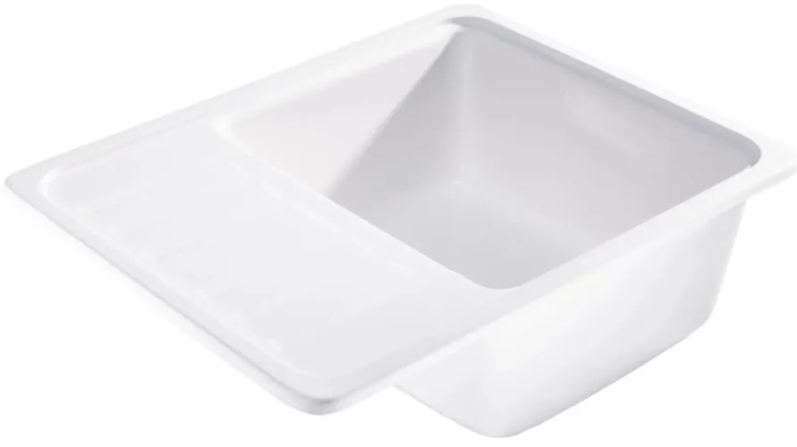 Mosogató Minőségi Zafír, gránit konyhai mosogató 565x460x210 mm + fekete szifon, 1 kamrás, fehér, SKQ-SAP.W.1KKO.XB