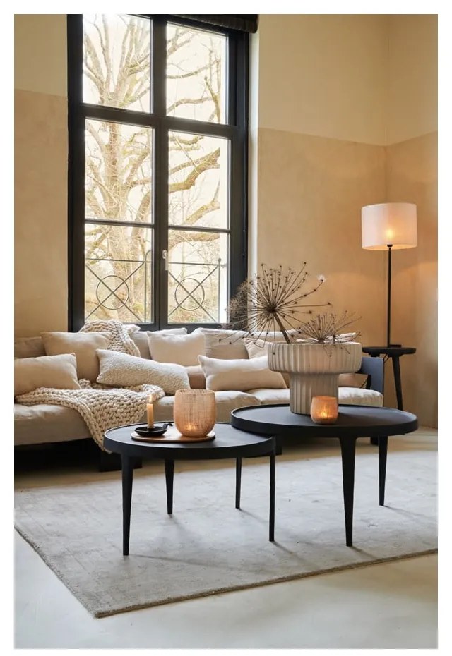 Fekete kerek dohányzóasztal szett 2 db-os ø 75 cm Tobias – Light & Living