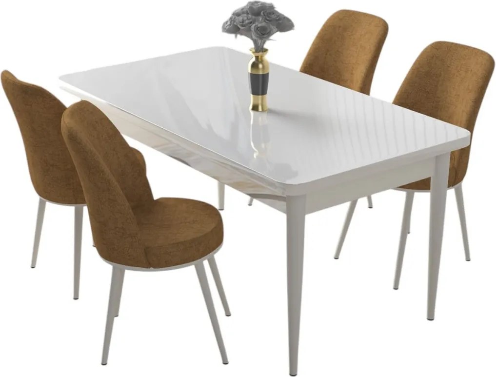 Nil étkezőgarnitúra, fehér-cappuccino, 110 cm
