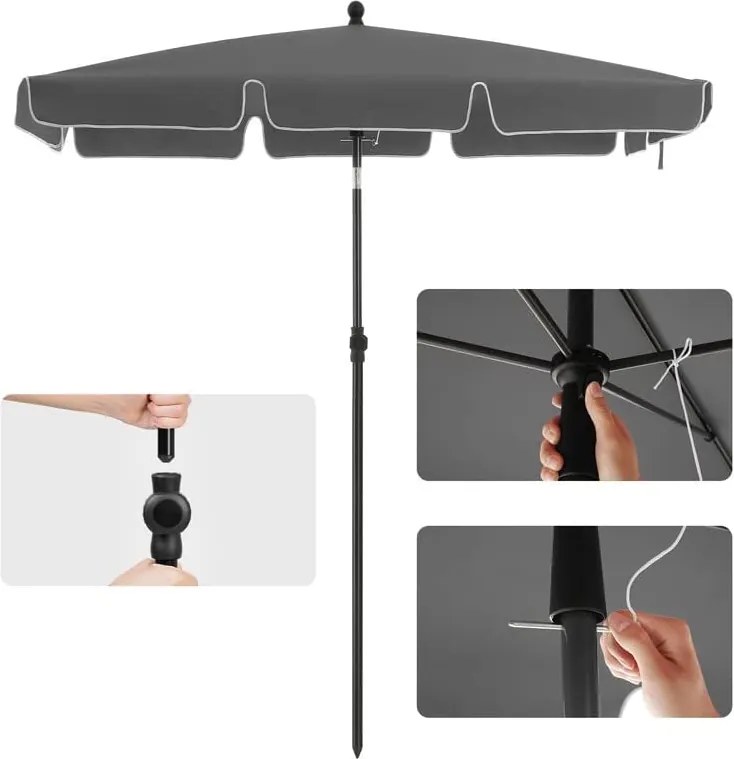 Négyszögletes erkélyes napernyő 1,8 x 1,25 m, upf 50+ védelem