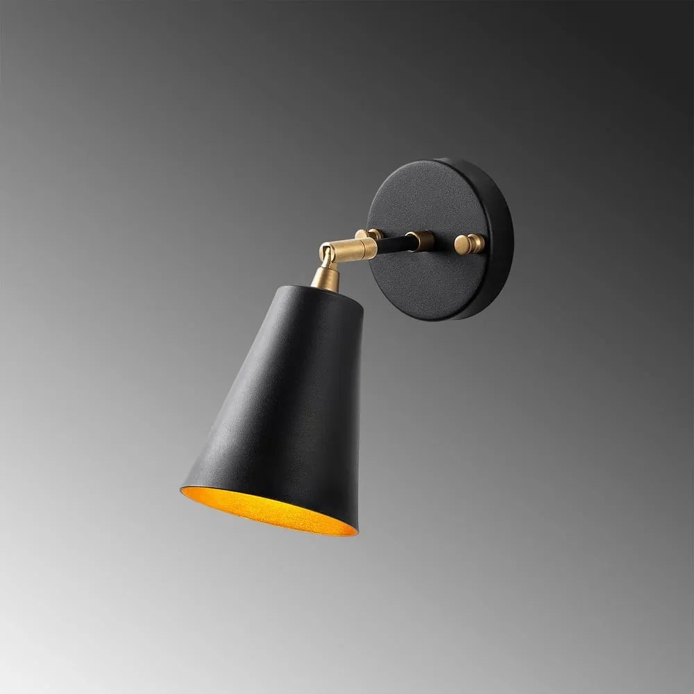 Fekete-aranyszínű fali lámpa ø 10 cm Evander – Opviq lights