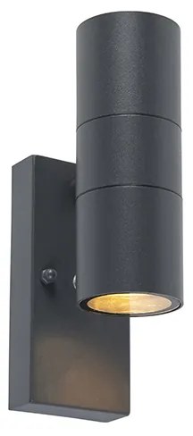 Kültéri fali lámpa sötétszürke 2-lámpás szürkületi érzékelővel - Duo