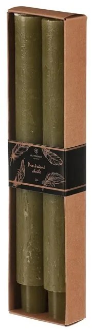 Kúpos gyertyák készlete, szent zöld, 2 db, paraffin