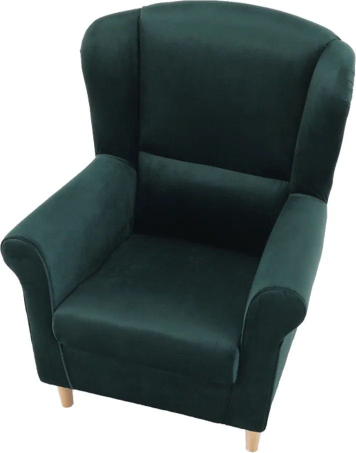 Füles fotel, szövet smaragd, CHARLOT