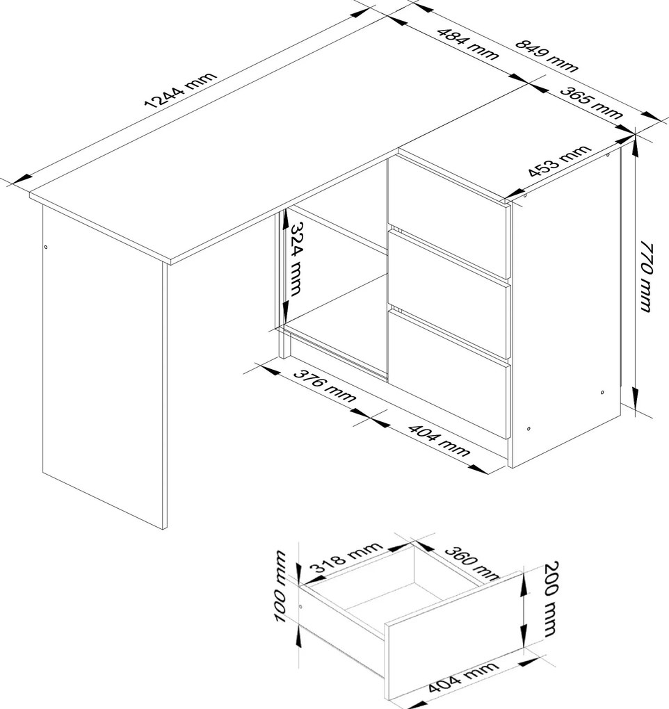 Sarok PC asztal Bodhi (craft tölgy) (J). Akció -14%. 1069481