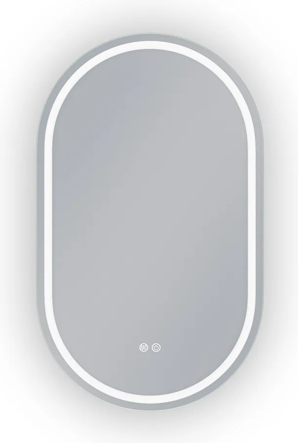 Erga Lyra, ovális LED tükör 60x100cm, 3 színű fény, első és hátsó világítás, páramentes fűtőbetét, ERG-V01-Lyra-6010-CL