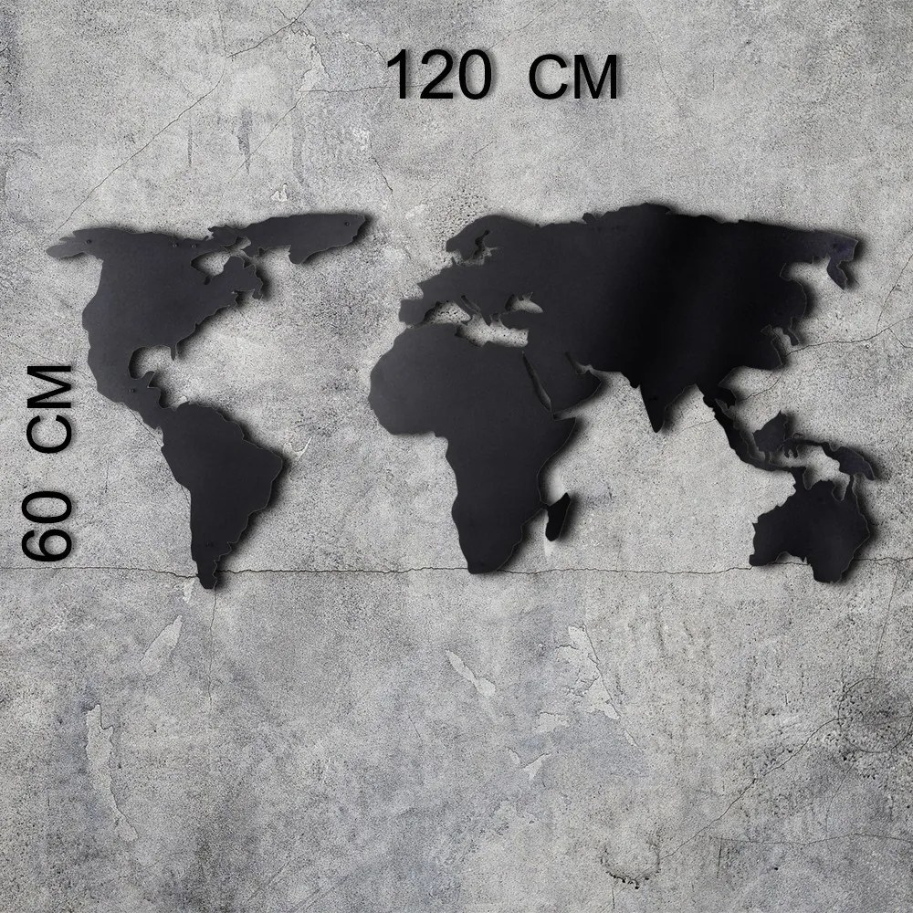 World fém fali dekoráció, 60×120 cm