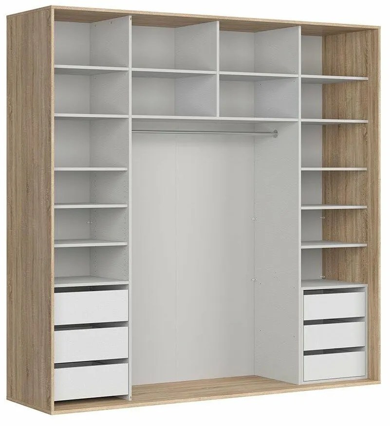 Ruhásszekrény tolóajtókkal Flex 5 (szonoma tölgy + fehér) (tükörrel). 1098243