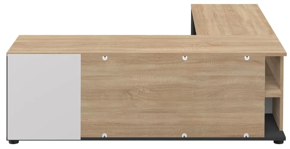 Fekete-natúr színű TV-állvány tölgyfa dekorral 130x46 cm Angle – TemaHome