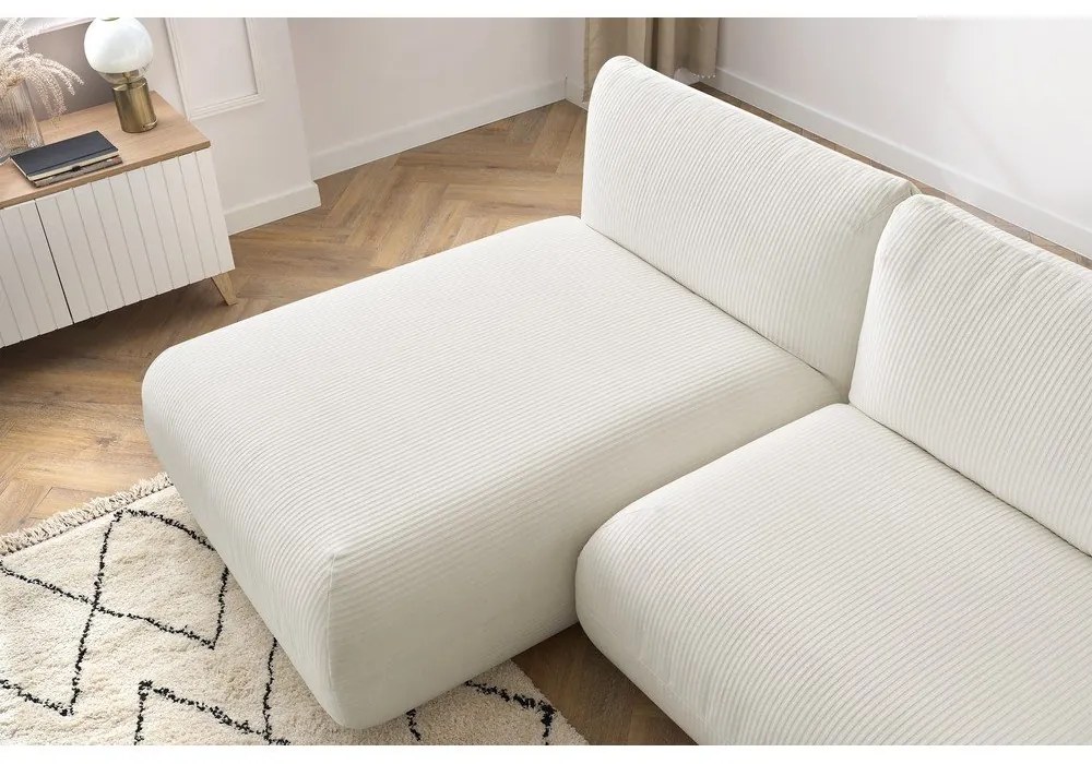 Fehér kordbársony sarokkanapé (bal oldali) Lecomte – Bobochic Paris