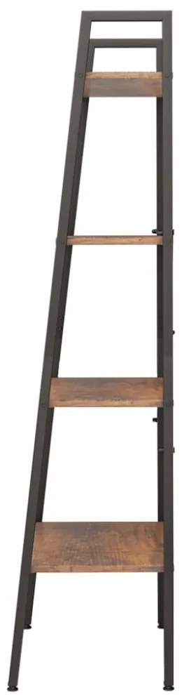 4 szintes sötétbarna és fekete állópolc 56 x 35 x 140 cm