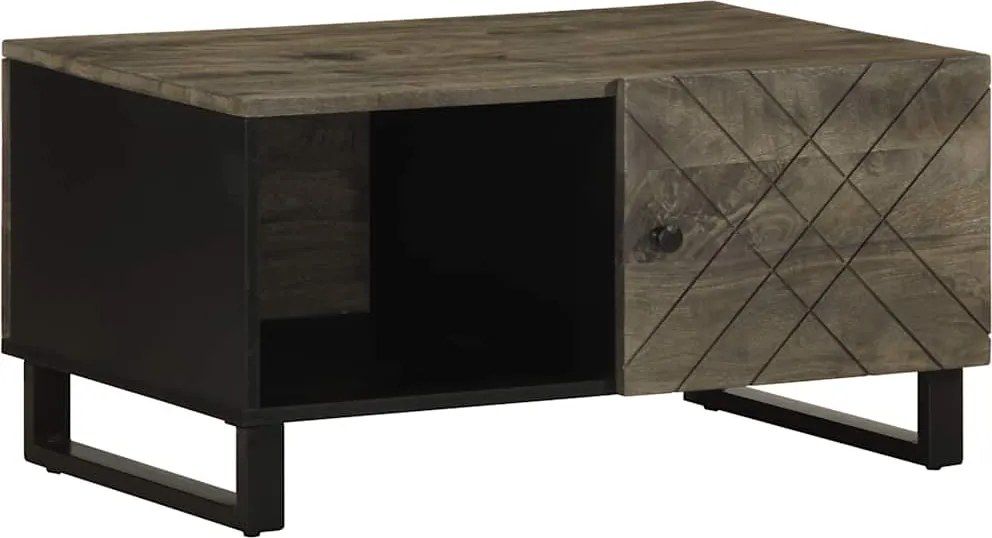 vidaXL fekete tömör mangófa dohányzóasztal 80 x 50 x 40 cm