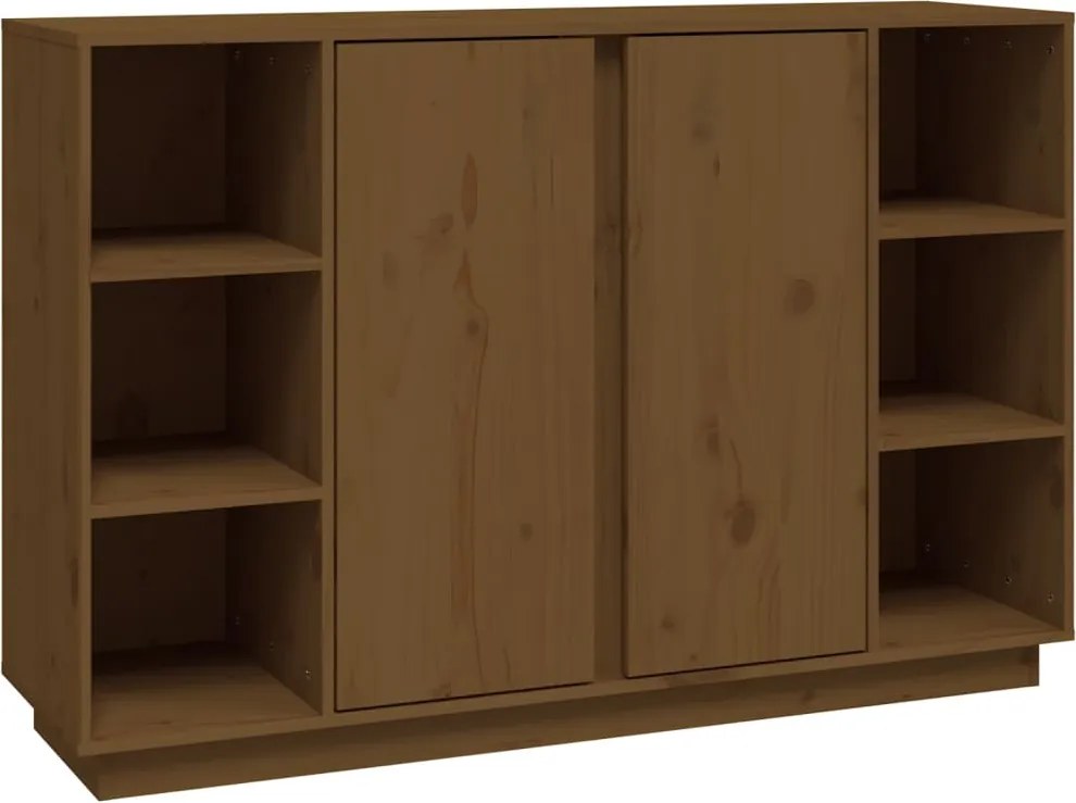 vidaXL mézbarna tömör fenyőfa tálalószekrény 120x35x80 cm
