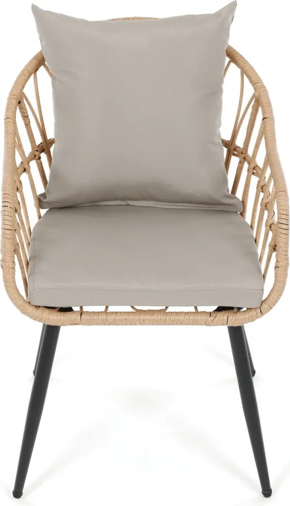 Kerti szék, fém, polyrattan, bézs, AZ-F1406 NAT