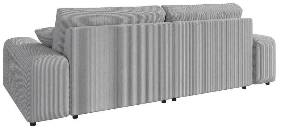 Világosszürke kordbársony sarokkanapé (variálható) Justin – Ropez