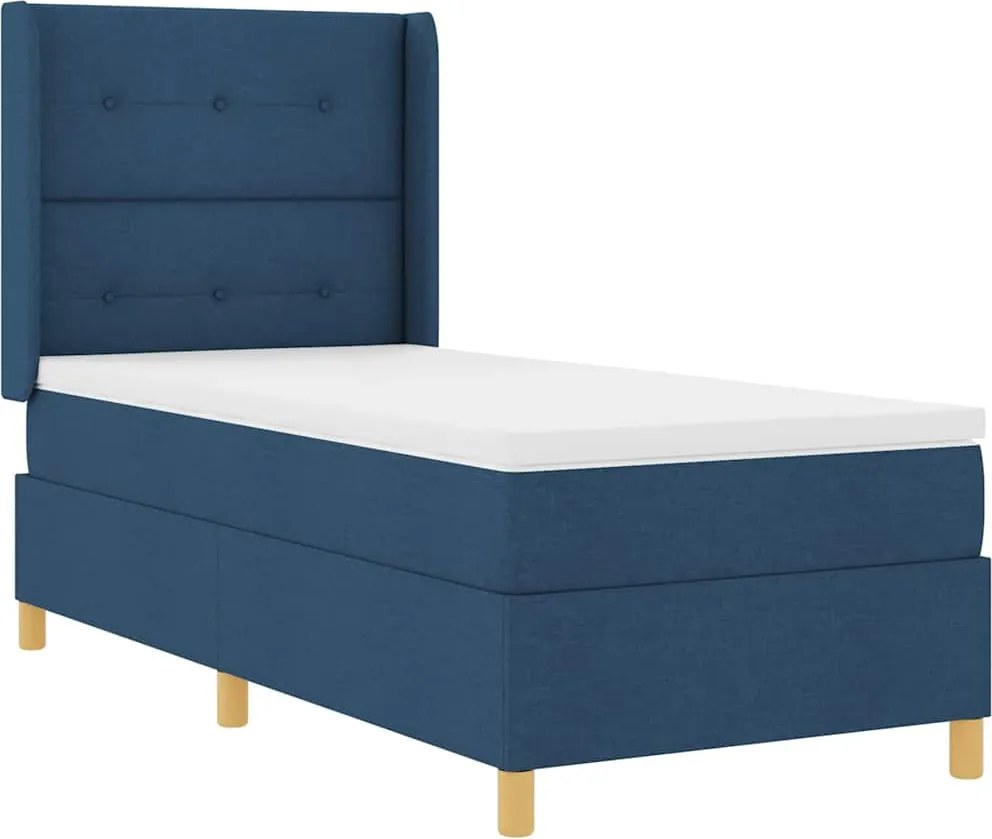 vidaXL Boxrugós ágy matracmal fejtámlával Kék 140 x 200 cm szövet