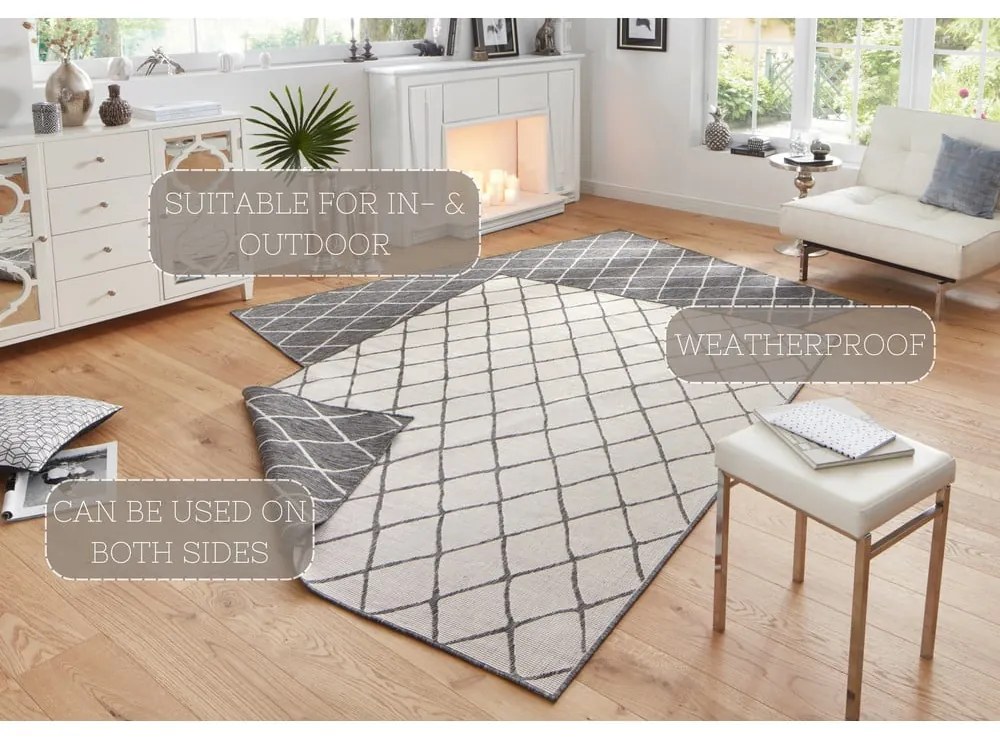 Malaga szürke-krémszínű kültéri szőnyeg, 160 x 230 cm - NORTHRUGS