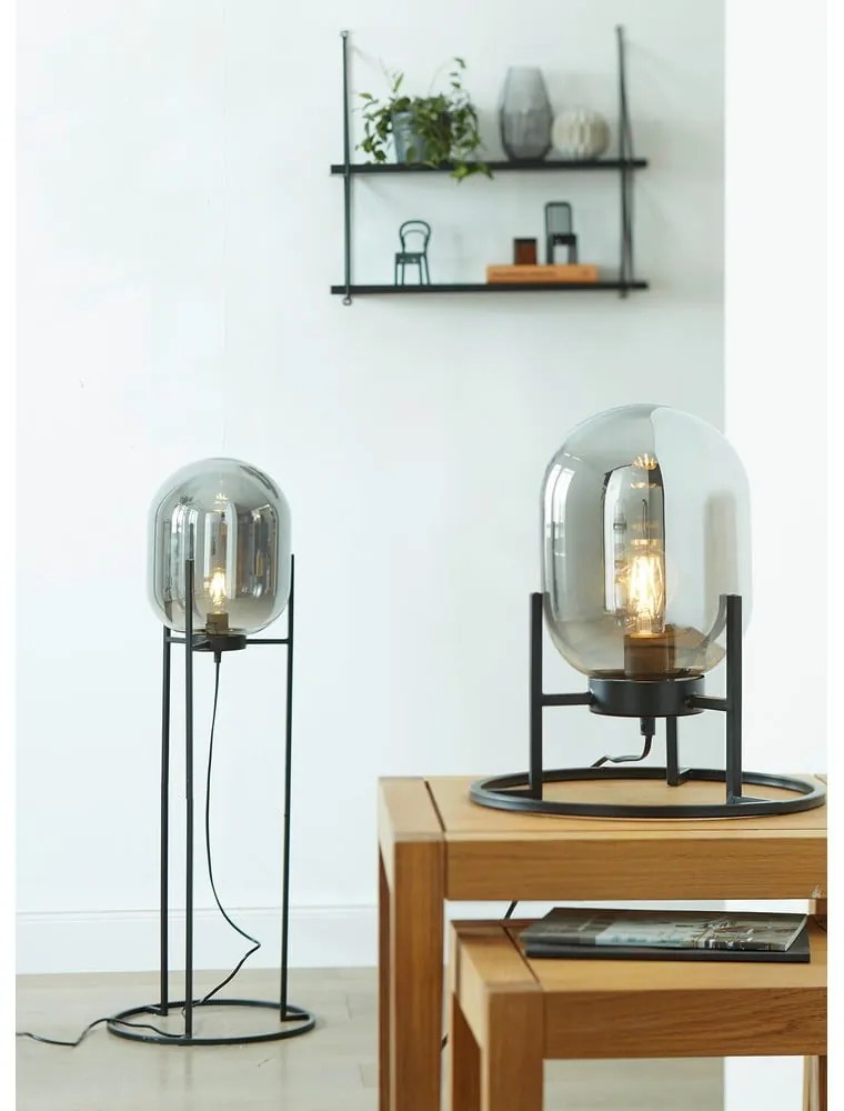 Fekete asztali lámpa üveg búrával (magasság 34 cm) Regi – Fischer &amp; Honsel
