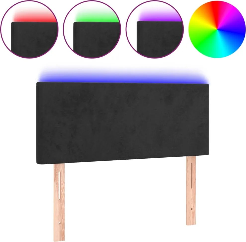 vidaXL fekete bársony LED-es fejtámla 90x5x78/88 cm