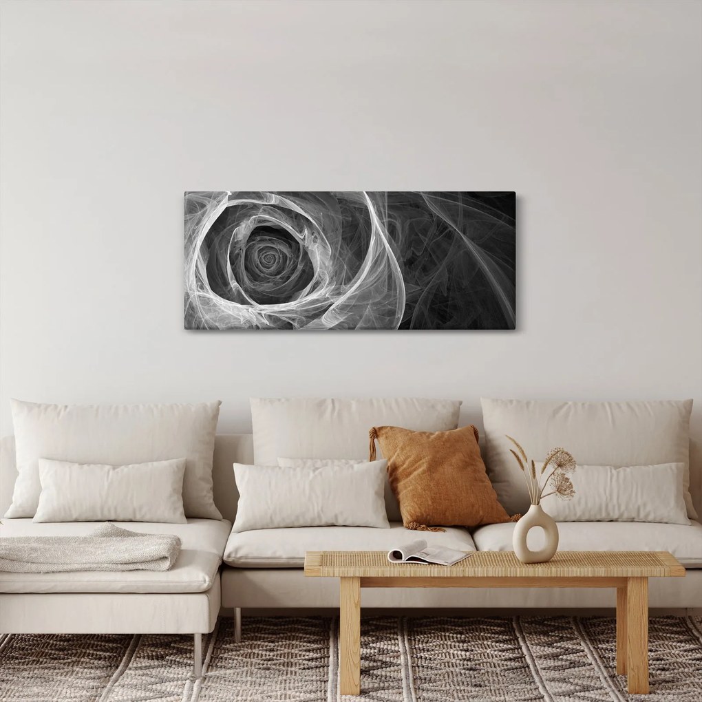 Kép - Absztrakt rózsa fekete-fehér (120x50 cm)